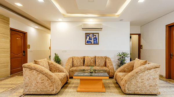 Comfortable hotel lounge with plush seating and a welcoming ambience.