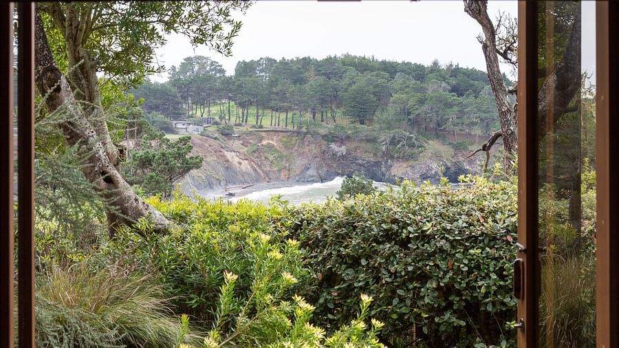 A window in our Mendocino hotel room offering the view of the Mendocino Coast - Brewery Gulch Inn & Spa
