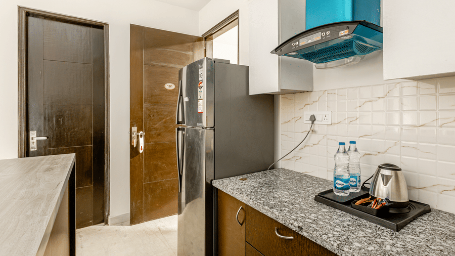 Side view of kitchen area at Lime Tree