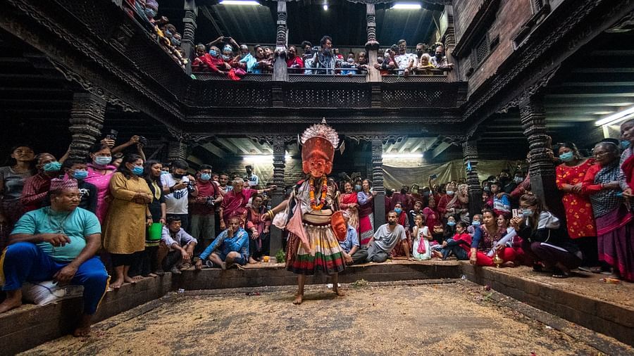 Navadurga naach on Bhagasti where a huge number of people have gathered to celebrate the festival