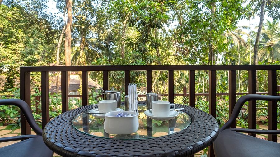 Balcony of our nature view cottages in Gokarna - Stone Wood Nature Resort, Gokarna