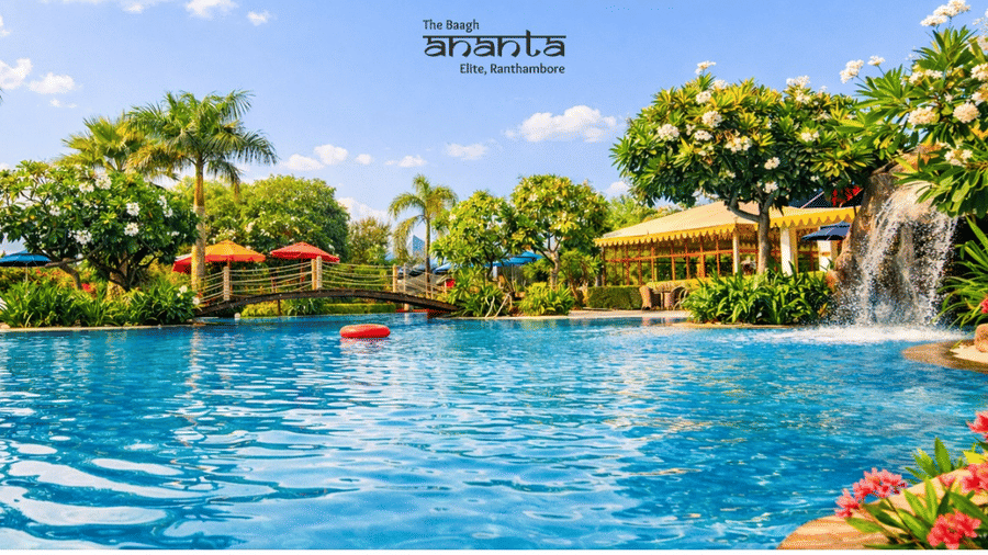 A creative for Ananta Baagh a Refreshing Summer Retreat package with prices, dates, and amenities.