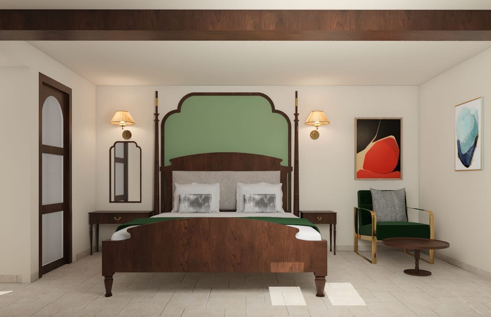 A double bed inside the studio | Mango Hill Shola Ooty
