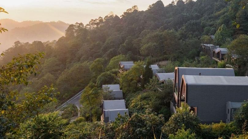 Few cosy individual villas built amidst a hilly area with trees | Kavya Resort and Spa, Nagarkot