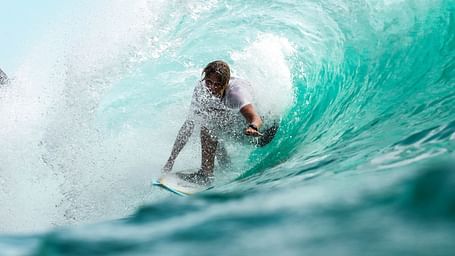 surfing a wave