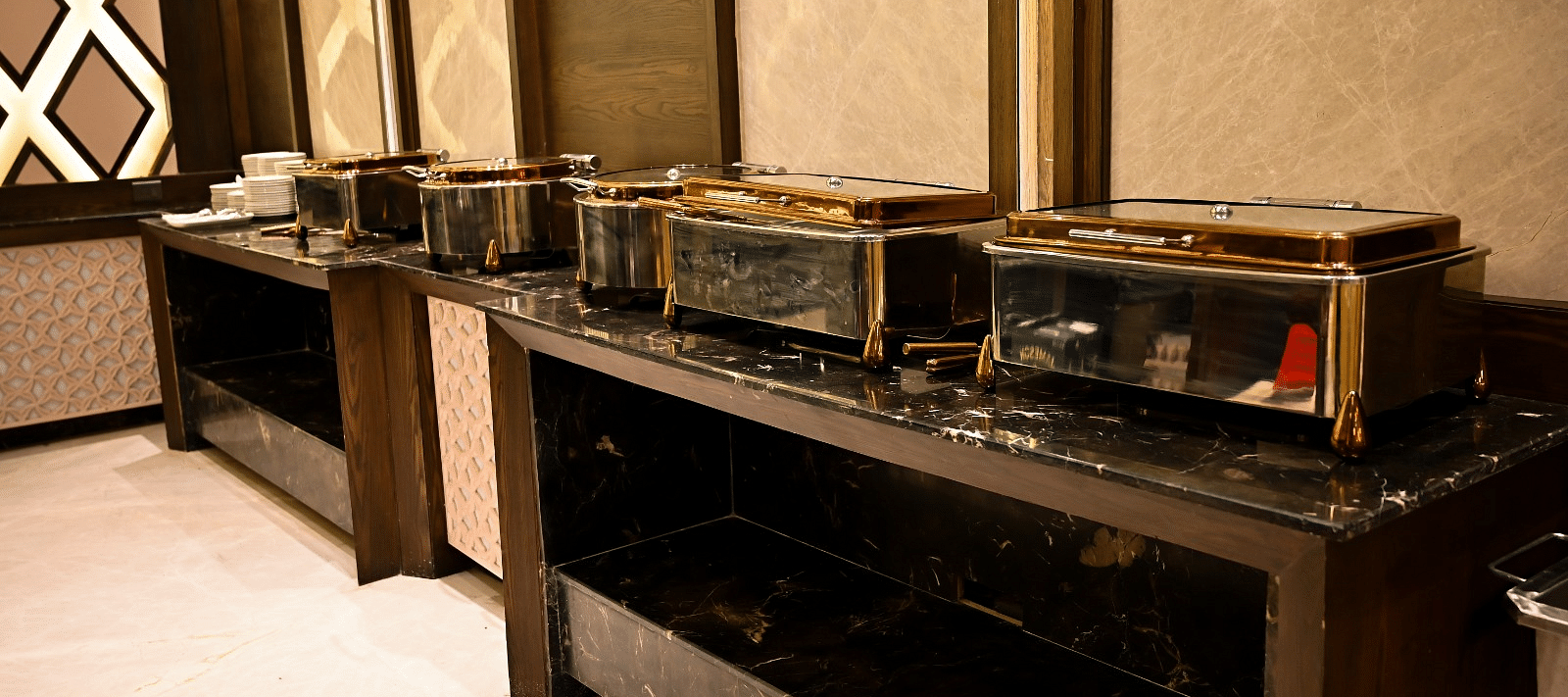 Close up view of buffet boxes arranged on the table at BluSalzz Residence, Amritsar