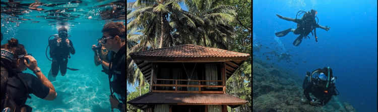 A group of people inside a glass-bottom boat, likely part of a guided tour or excursion, indicating recreational activities offered by the resort.