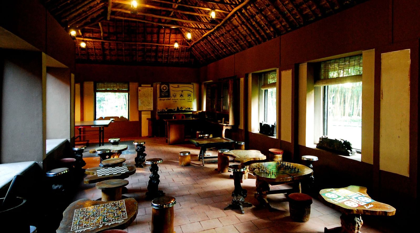 image of a compact and cosy activity room at hoysala village resort in hassan