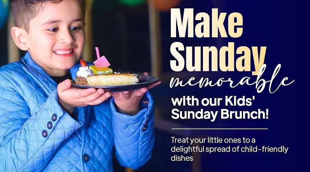 A creative image of advertising Sunday brunch at Themis Barbecue House, NSP Pitampura 
