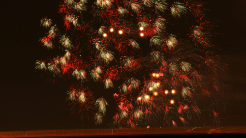 Red and white fireworks display.