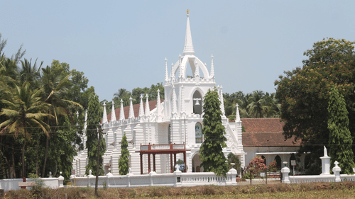A pristine white church in Goa