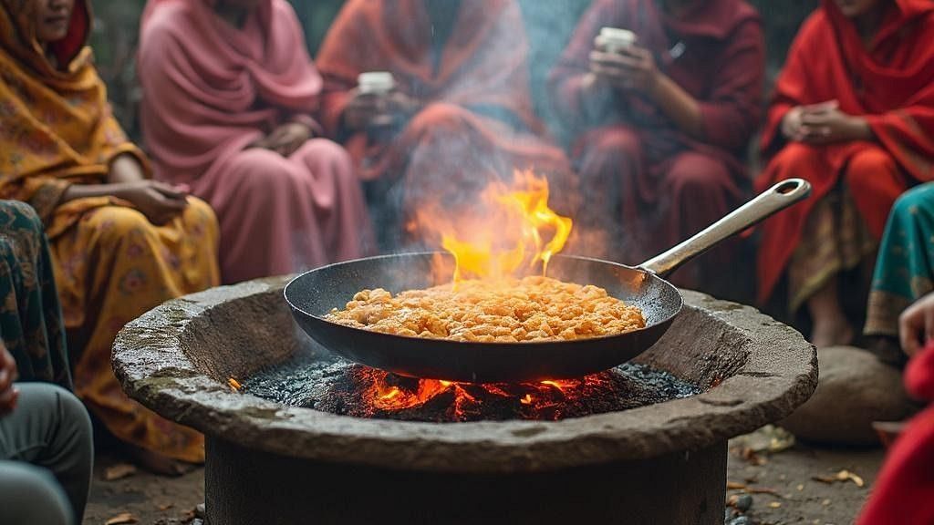 Campfire with Maharashtrian snacks during monsoon at forest resort