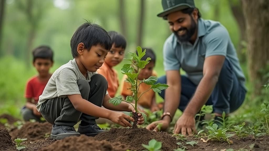 Kids participating in environmental awareness program at Nature Trails