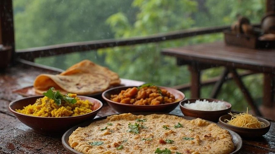 Traditional Maharashtrian monsoon food served fresh at forest resort near Mumbai