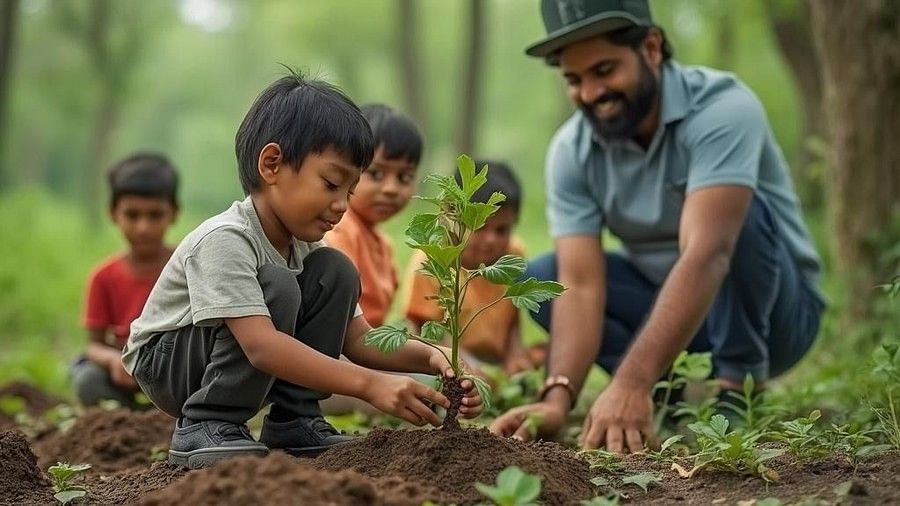 Kids participating in environmental awareness program at Nature Trails