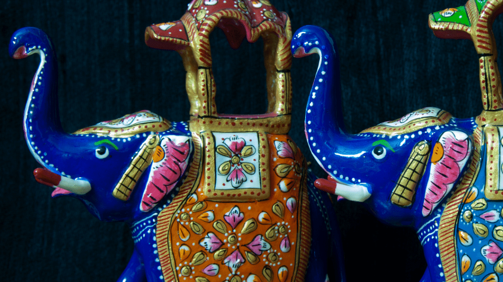 An image of two showpiece of elephant