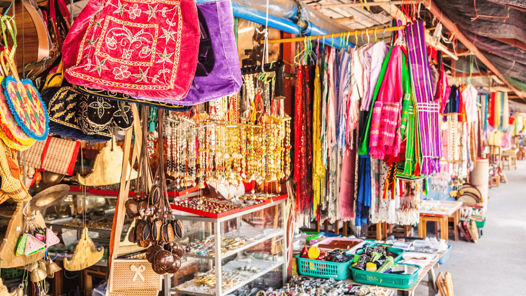 An image of a shop where clothes, bags and and other items are kept for display