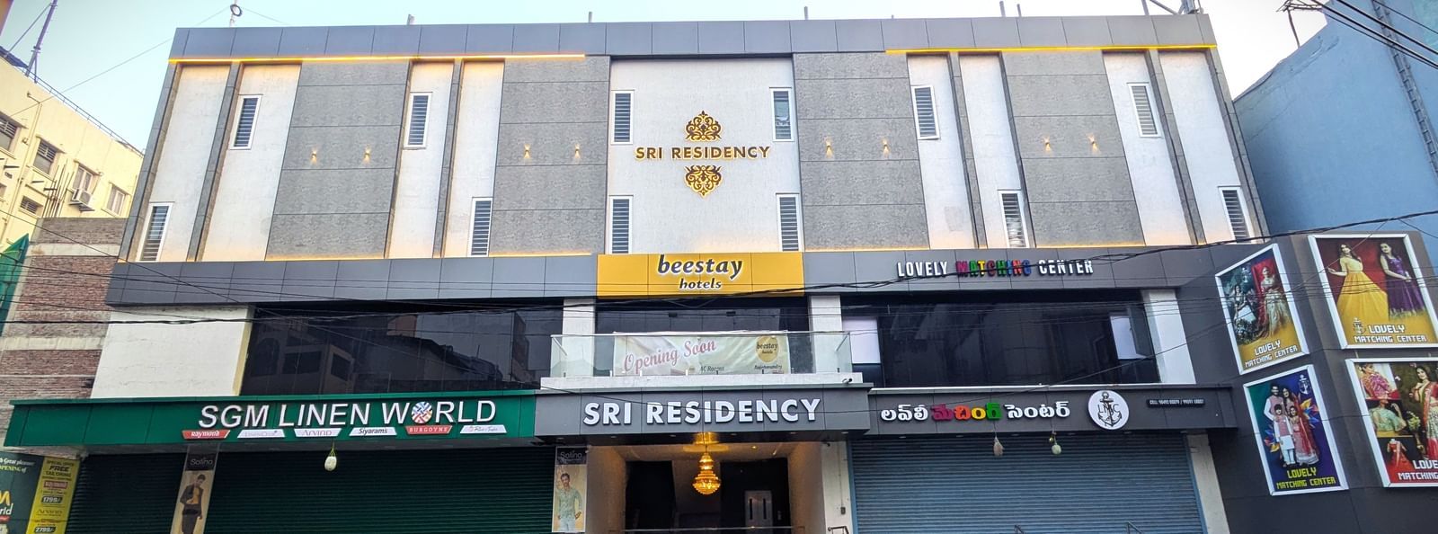 Exterior front view of Beestay Hotels with clear signage at Beestay Hotels, Rajahmundry.