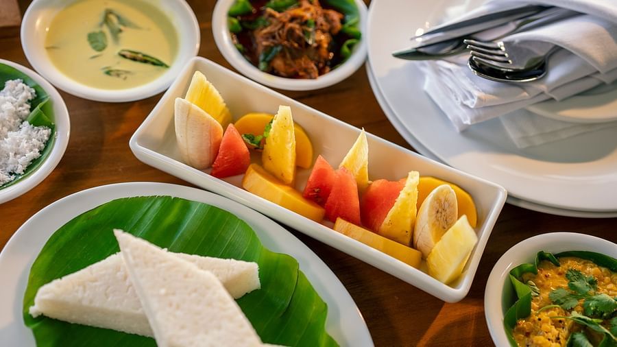 Close-up of a traditional meal with various dishes