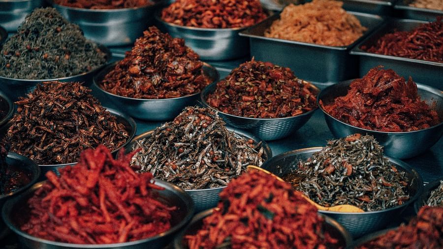 variety of spices at a market