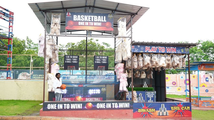 A picture which indicates that playing basketball can help you win teddy bears | Diamond Parks, Pune