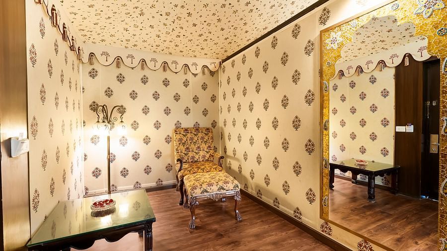 An overview of a changing room with a chair - Rajasthali Resort & Spa, Jaipur.