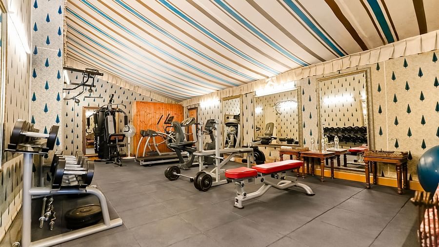 An overview of the fitness centre with many equipments seen - Rajasthali Resort & Spa, Jaipur.
