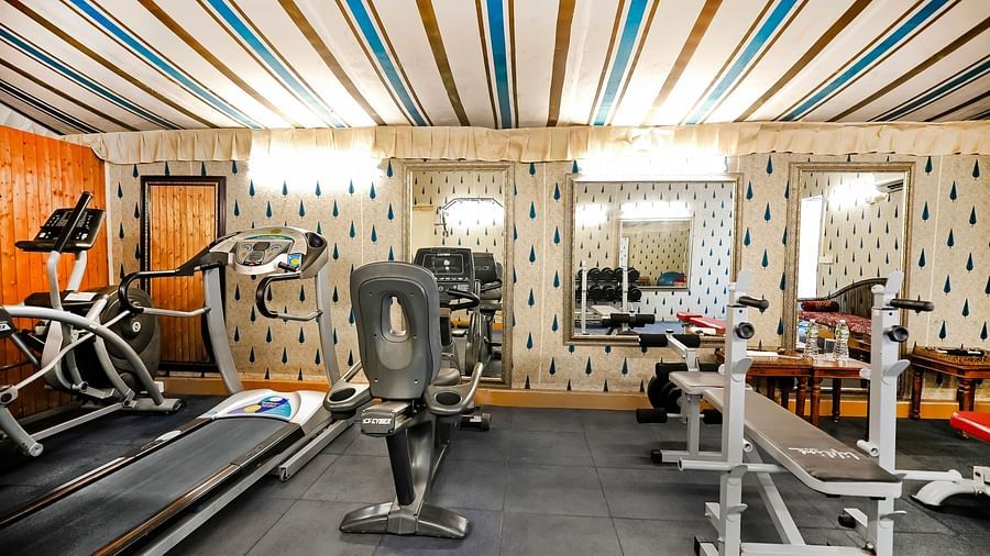 An overview of the fitness area with a treadmill and other equipments seen - Rajasthali Resort & Spa, Jaipur.