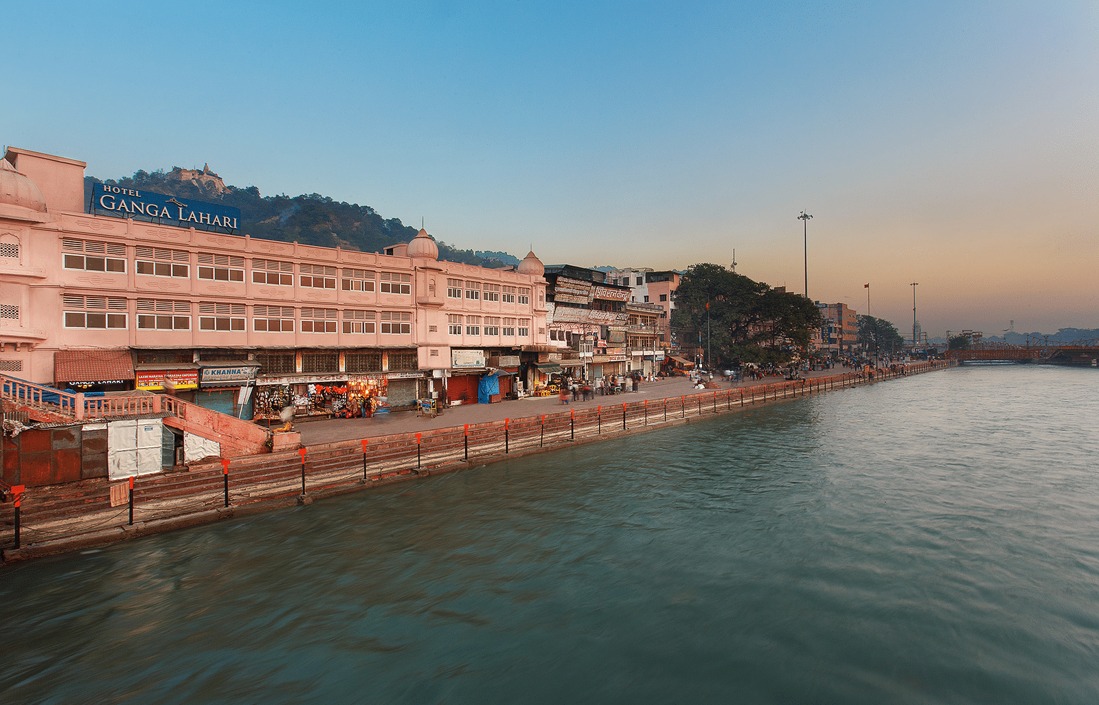 Hotel view overlooking the Ganga River in front.