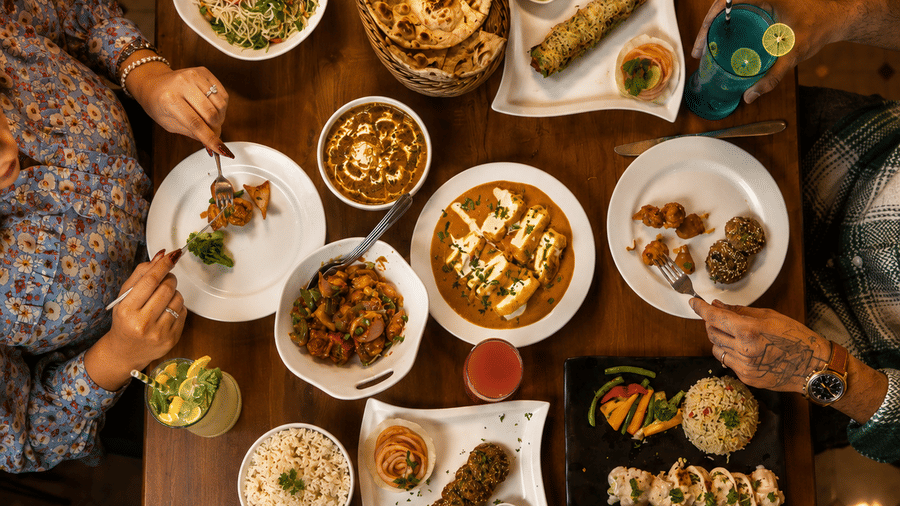 Traditional Indian dishes and appetisers served at Pride Ashiyana Resort Mussoorie.
