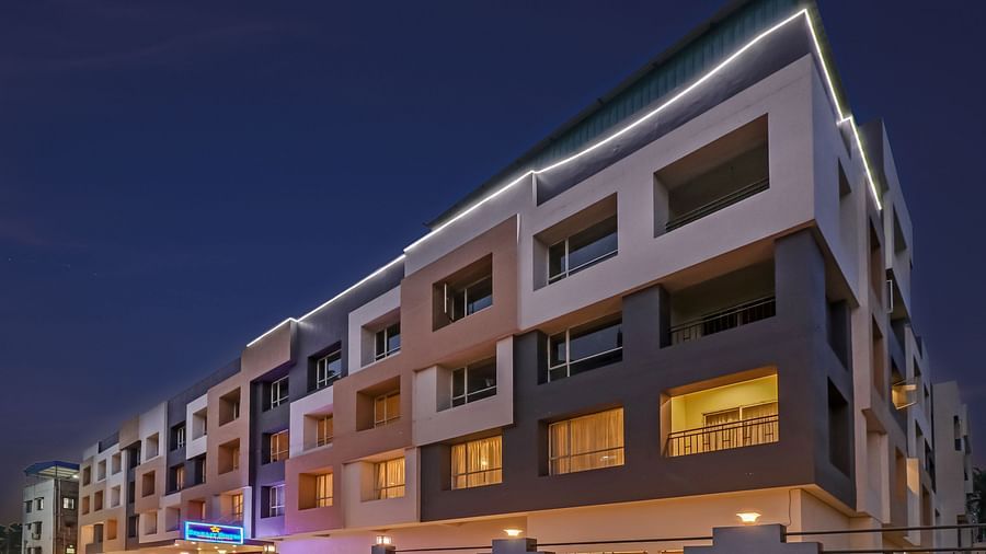 Facade image of Starlit Suites Newtown, Kolkata in the night
