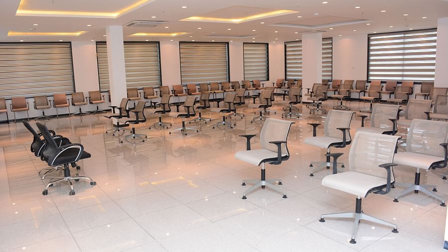 Pride Ranakpur Resort Convention Centre - interior view of the Imperial Hall containing numerous office chairs