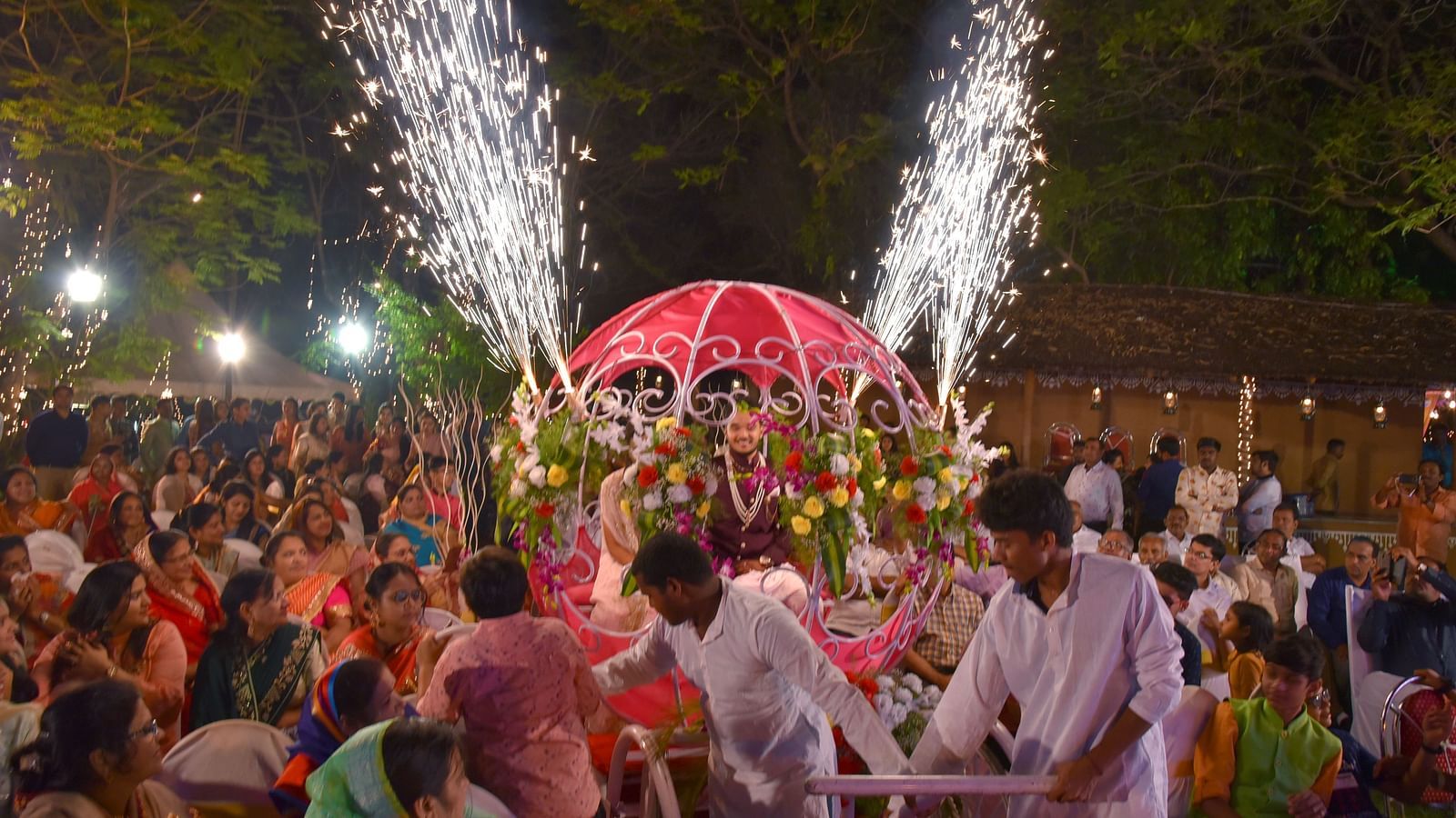 wedding celebrations hosted at the lawn at hoysala village resort in hassan