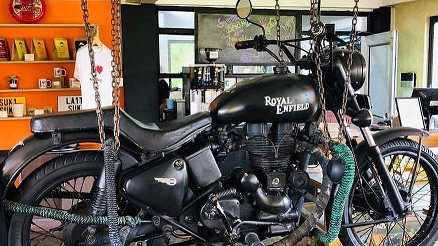a motorbike inside one of our restaurants