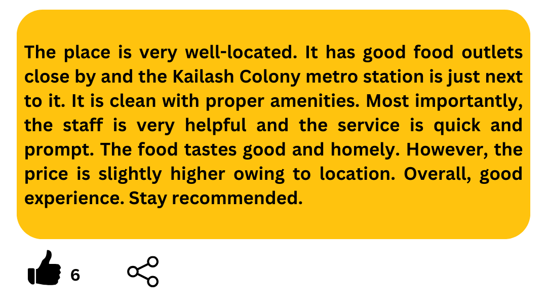 Lime tree 402 has been a home to us for the past 1 month. Its location is very near to Medanta. It takes 10 minutes walking. The service here is excellent. The rooms are kept in sparkling clean. A 1