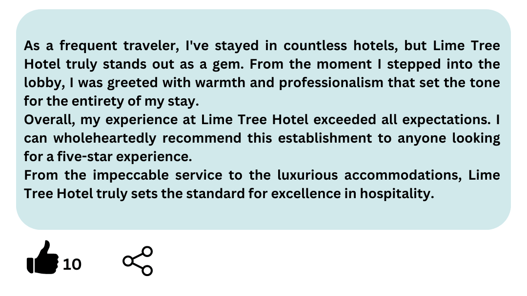 Lime tree 402 has been a home to us for the past 1 month. Its location is very near to Medanta. It takes 10 minutes walking. The service here is excellent. The rooms are kept in sparkling clean. A
