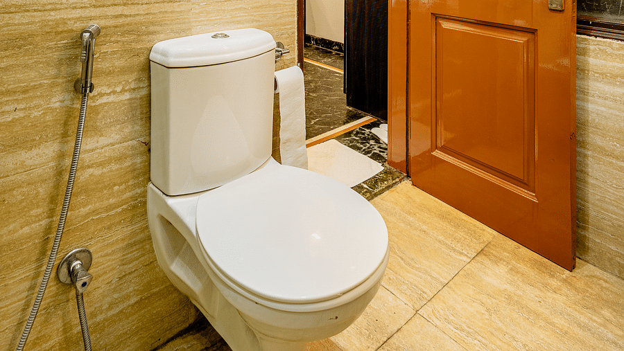 A WC in the washroom at Lime Tree Hotels and Banquet Hall Near Huda Metro, Gurgaon