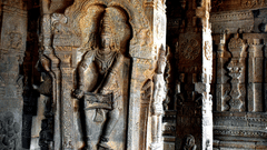 Carved portraits of gods on pillars inside the temple - Hotel near Tirupati Balaji Temple