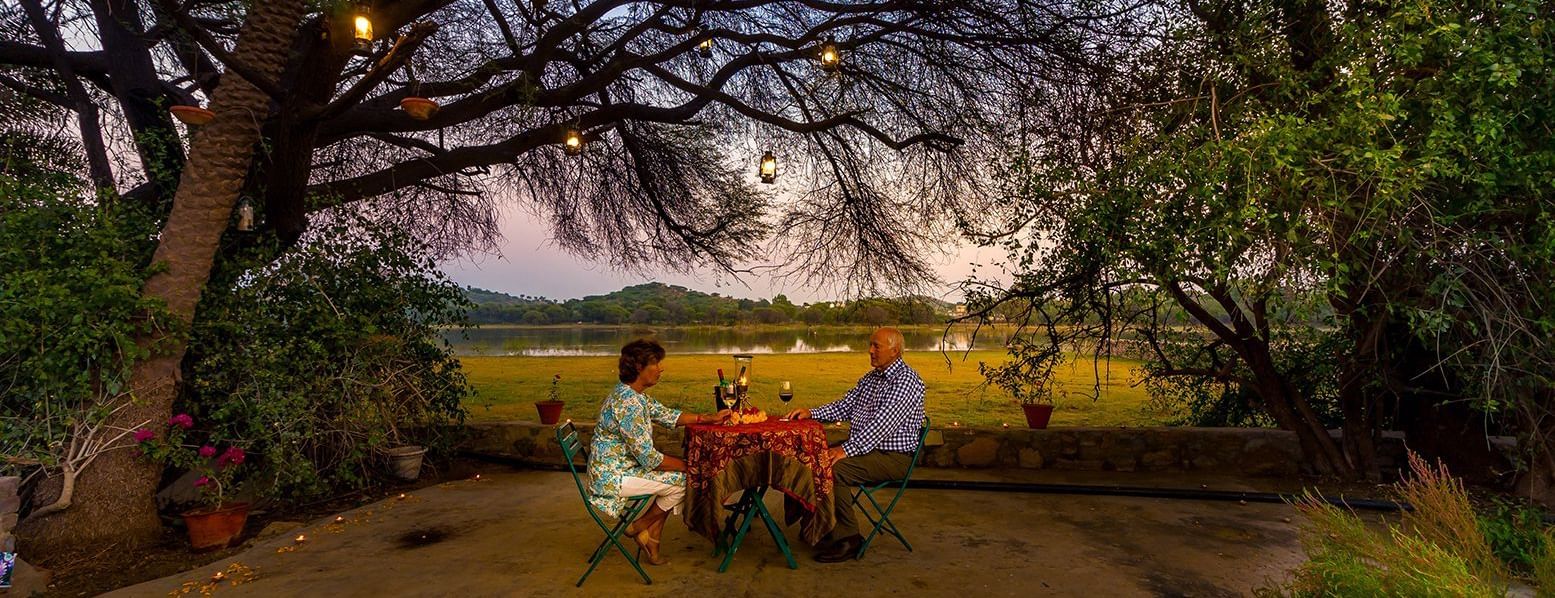 A romantic dinner arrangement during the day - Dev Shree, Deogarh