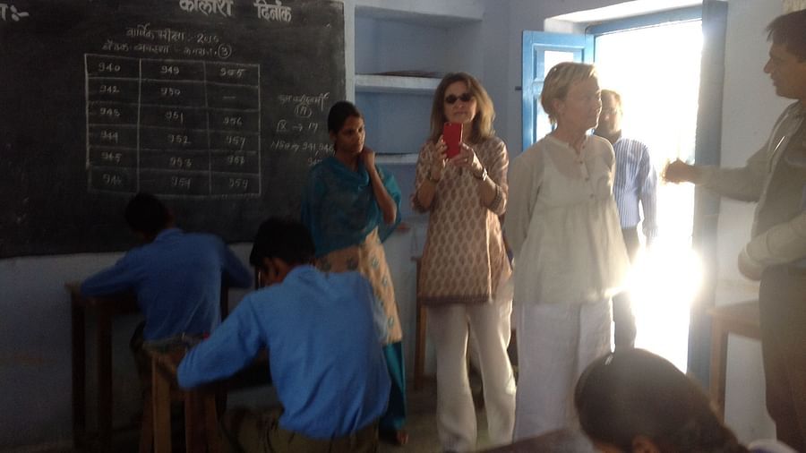 Tourists visiting a local school in rajasthan
