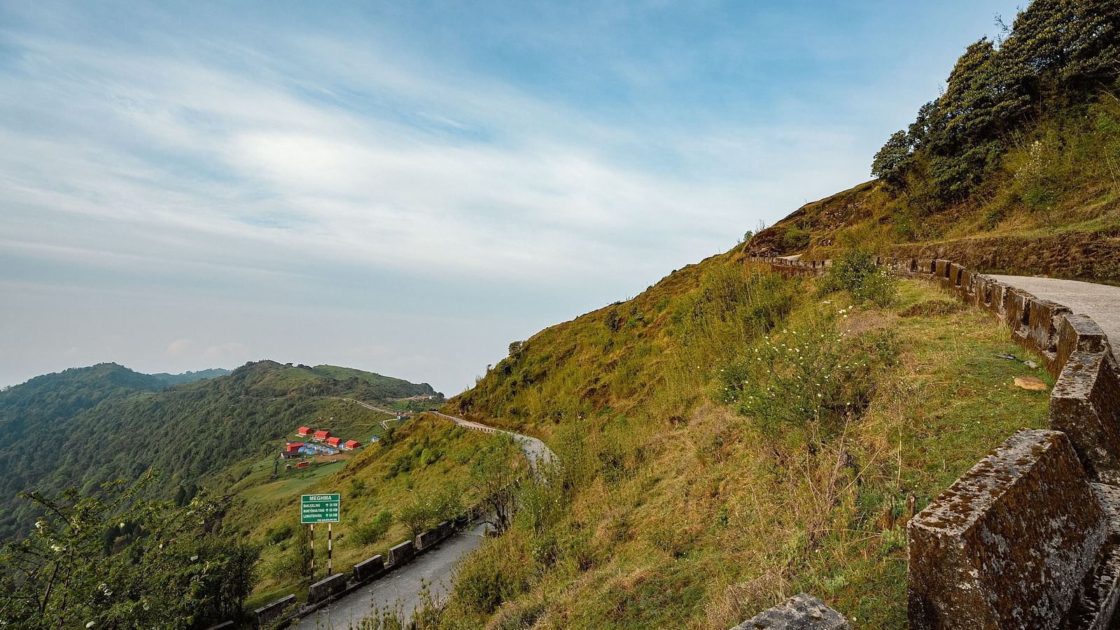 Hill side views from Poshtel, Meghma on a clear, blue day