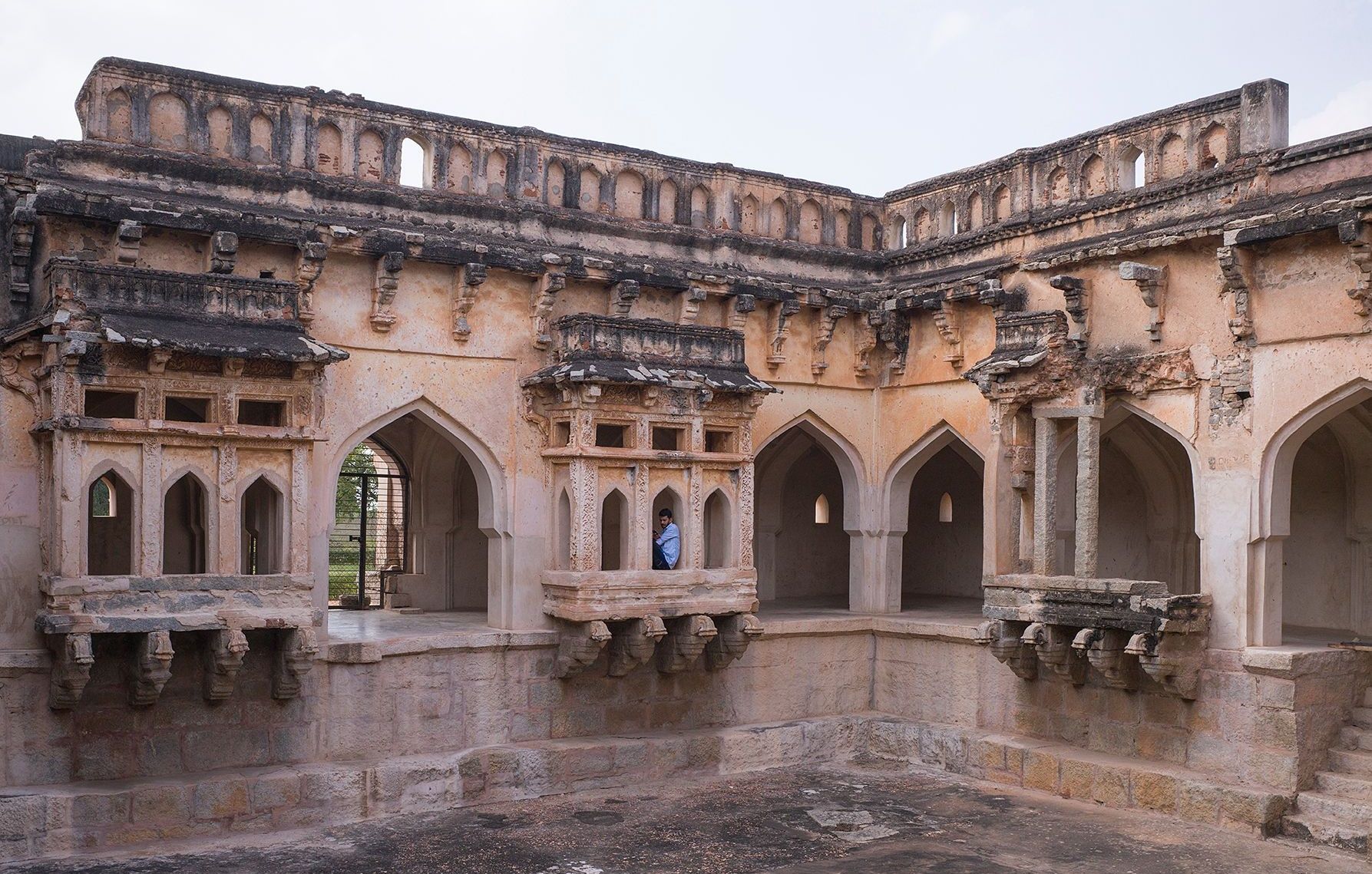 Stone interior of the Queen’s Bath at Hampi