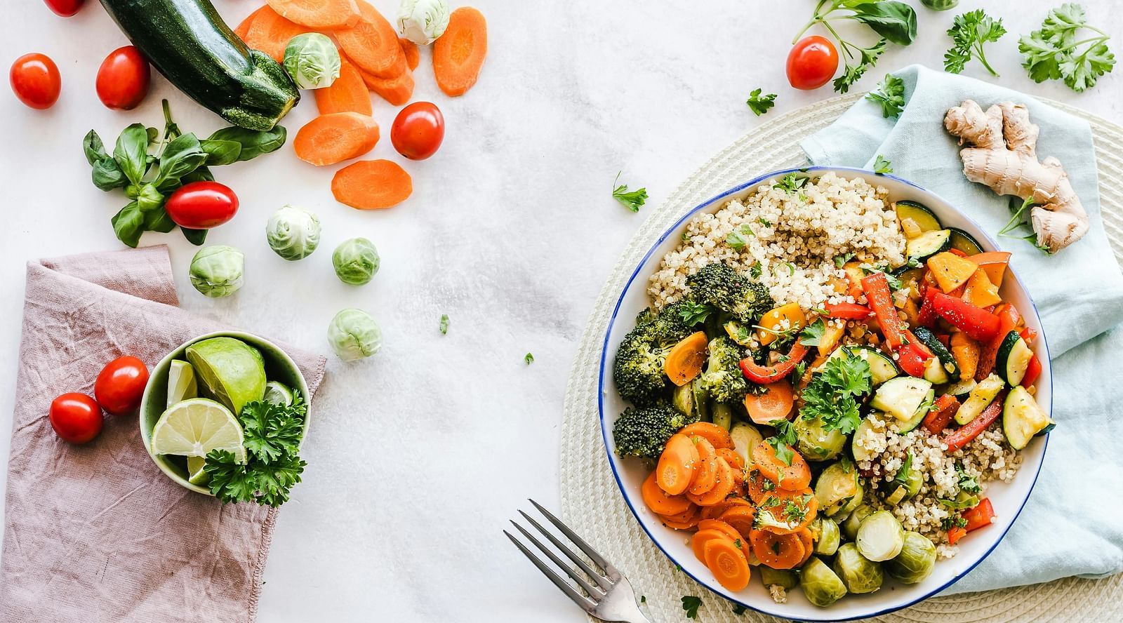 Flat-lay Photography of Vegetable Salad on Plate