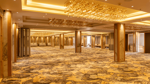 The Grand Imperial Hall 1 at Pride Elite Himmatnagar is a stunning, beautifully lit banquet space.