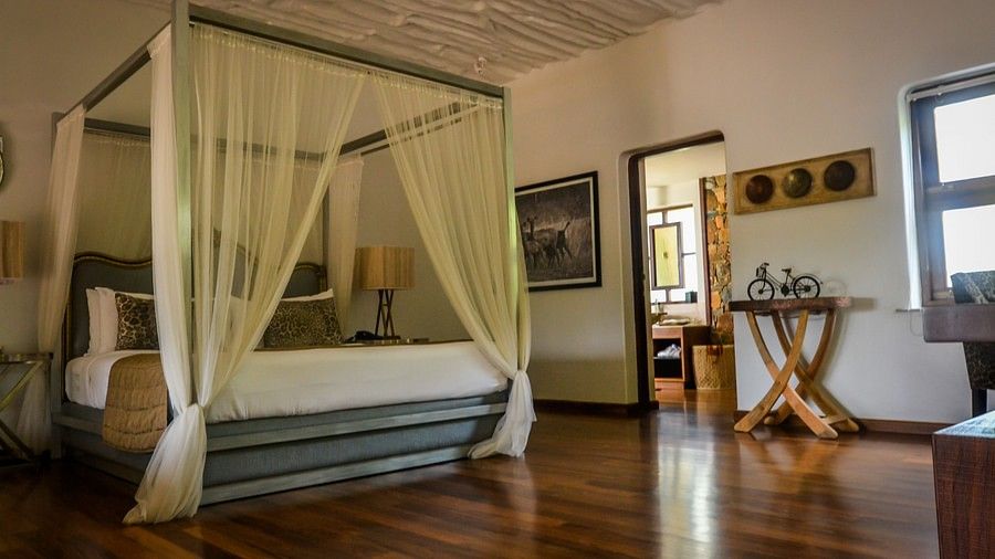 wood-panelled floor of our room in Bandipur
