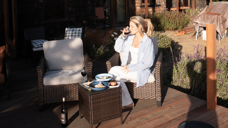 16-brewery-gulch-inn-guest-evening-wine-on-deck-shingled-exterior