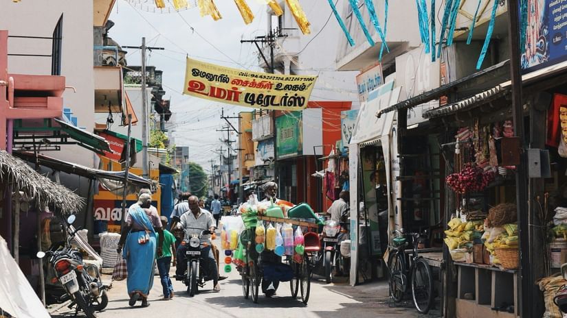 A bustling market in Tiruptati