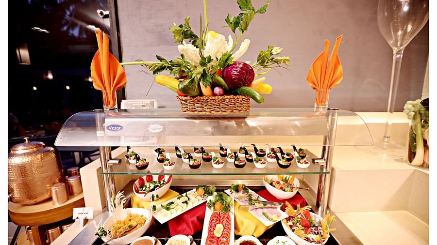 the buffet area at Cascades restaurant in Visakhapatnam 3