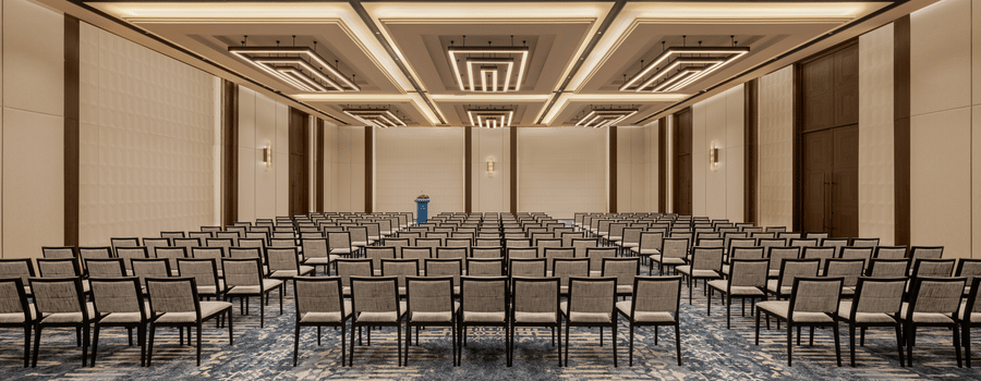 Town Hall set up in theatre style with rows of chairs at The Residency Signature Madurai.