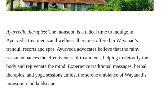 A Times of India wellness travel article featuring a traditional tiled-roof building with a scenic mountain backdrop in Wayanad.